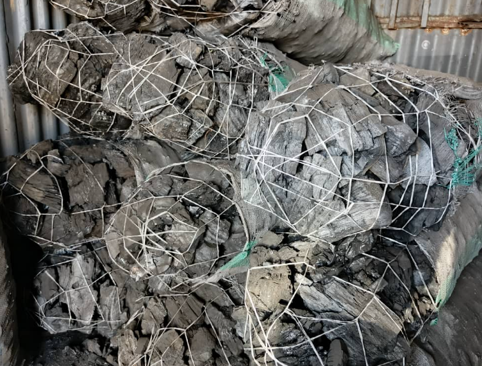 Bagged charcoal ready for distribution